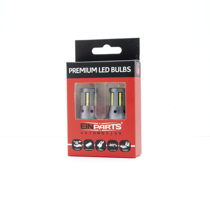 LED-lampa för bil – P27W – W2,1x9,5d,5x16q – 6000K – 66 LED – SMD 2016 – 2-pack