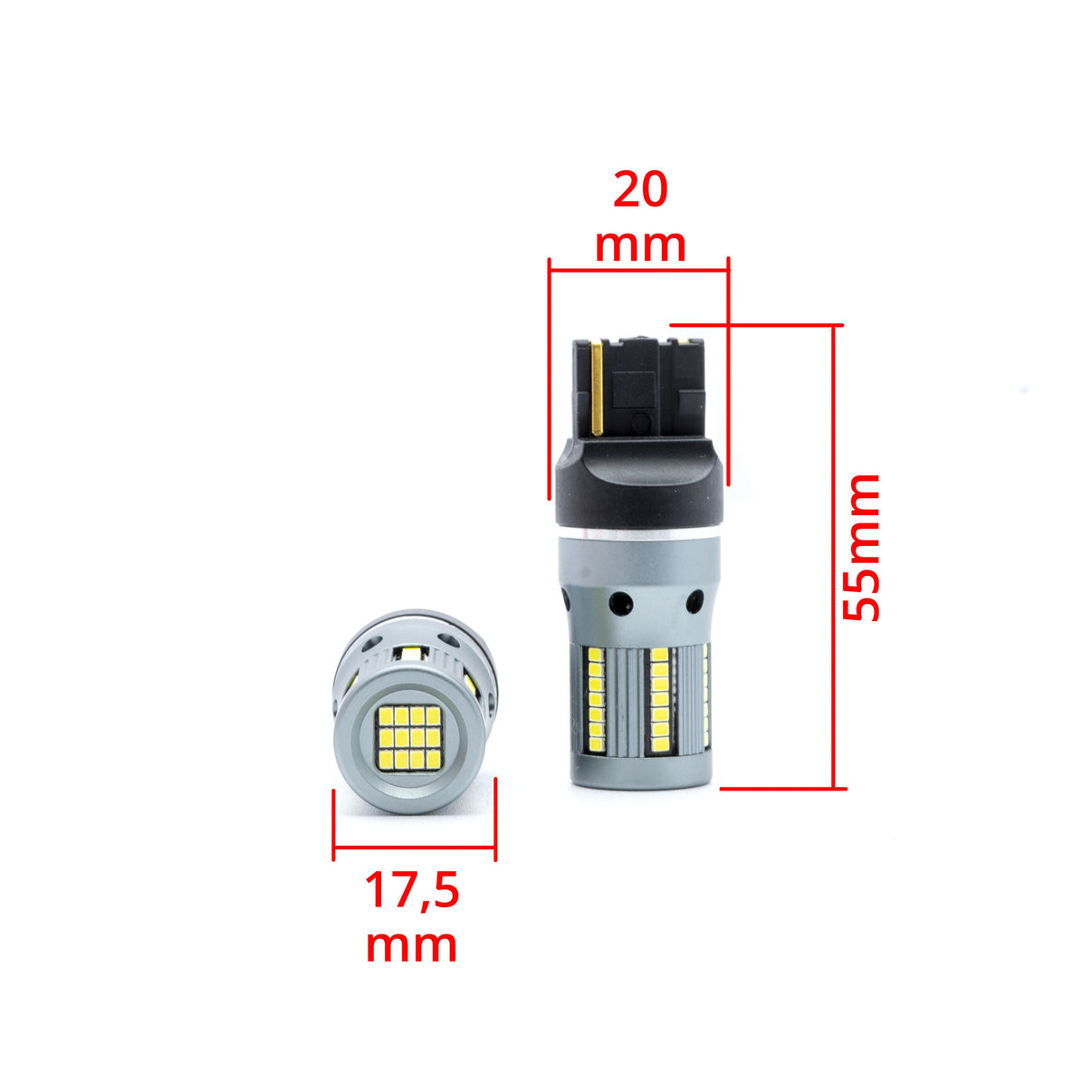 LED-lampa för bil – W21W – W3X16D – 6000K – 66 LED – SMD 2016 – 2-pack