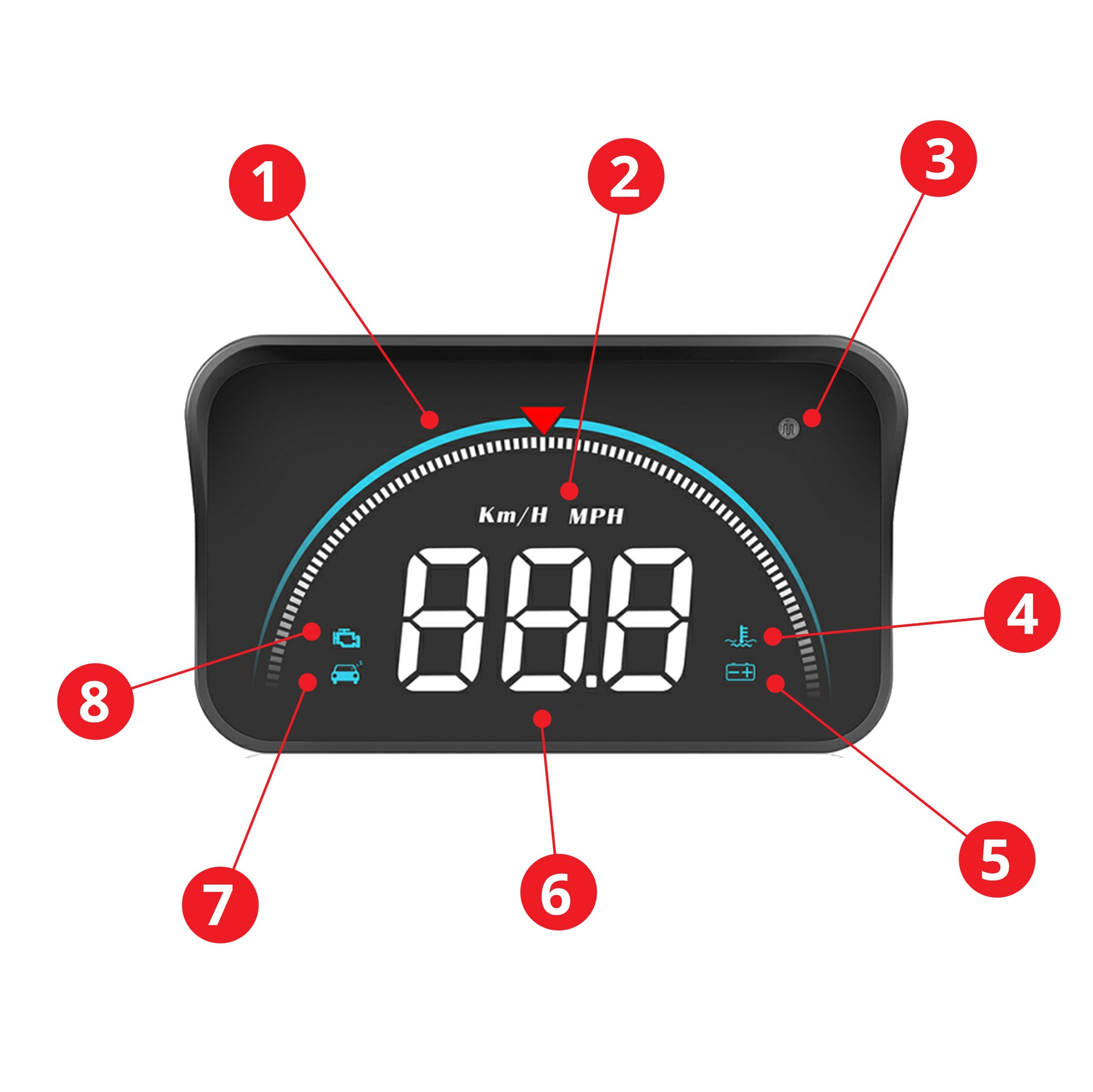 Head-up-display – 9V - 16V – 90 mm