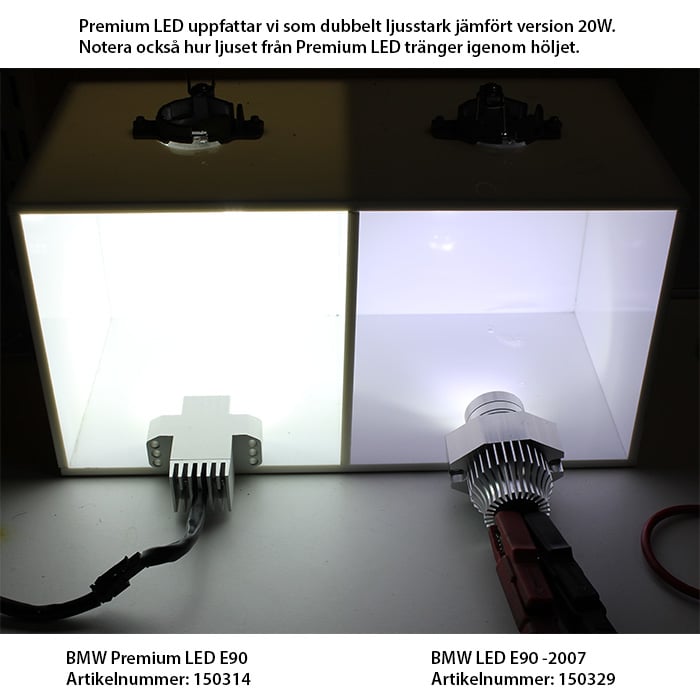 BMW Angel Eyes Premium LED E90 - produkt set fra siden | Xenon-kongen