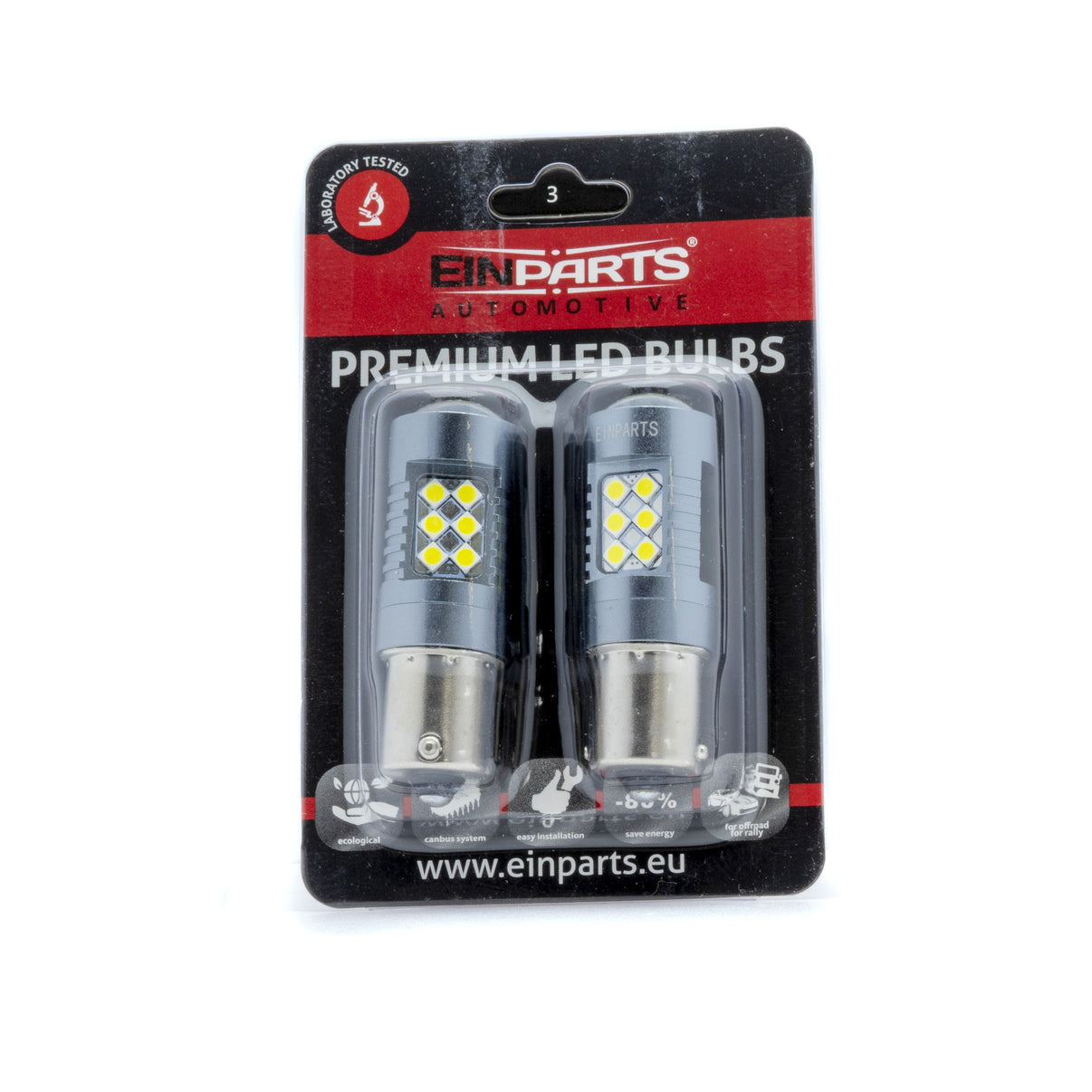 LED-lampa för bil – P21W – BA15S – 6000K – 24 LED – SMD 3030 – 2-pack