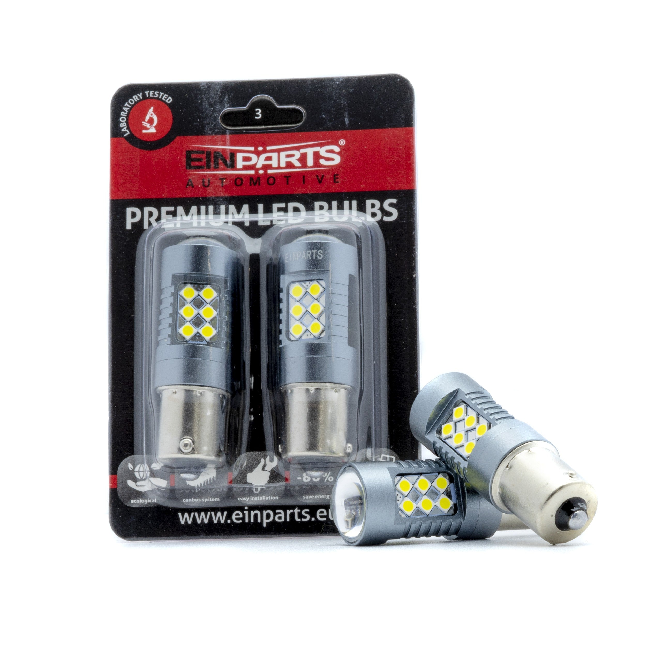 LED-lampa för bil – P21W – BA15S – 6000K – 24 LED – SMD 3030 – 2-pack