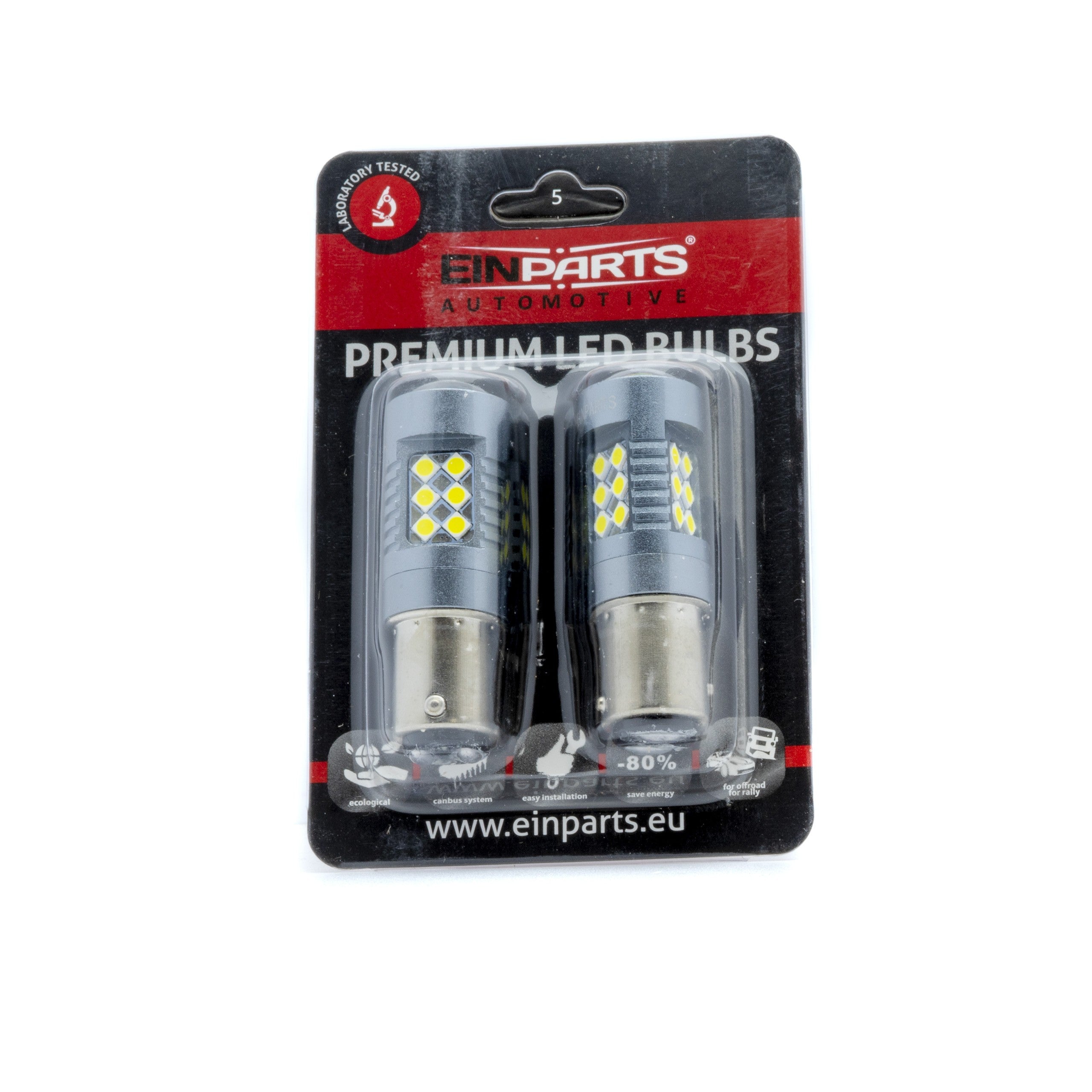 LED-lampa för bil – P21/5W – BAY15d – 6000K – 24 LED – SMD 3030 – 2-pack