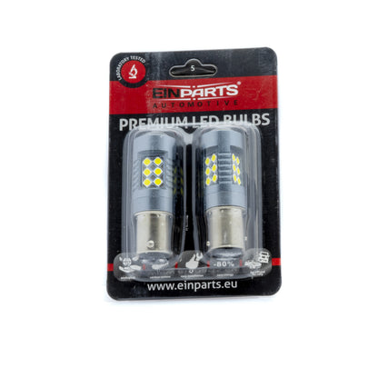 LED-lampa för bil – P21/5W – BAY15d – 6000K – 24 LED – SMD 3030 – 2-pack