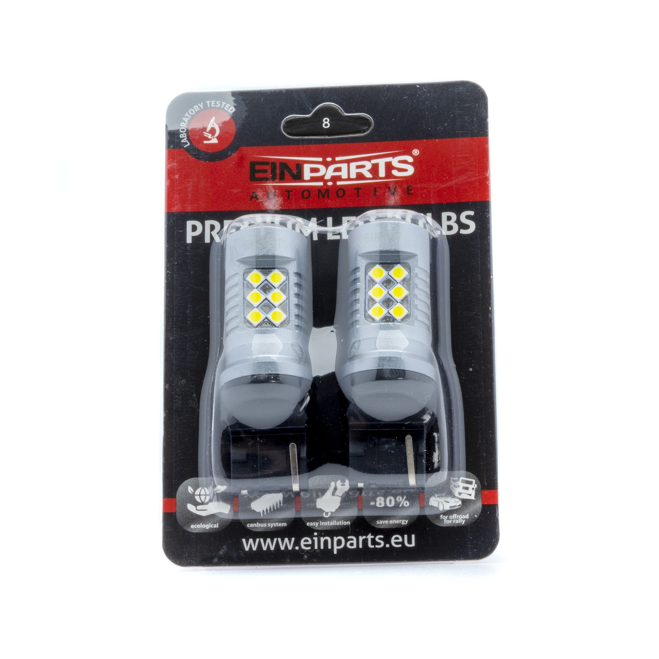 LED-lampa för bil – W21W – W3X16D – 6000K – 24 LED – SMD 3030 – 2-pack