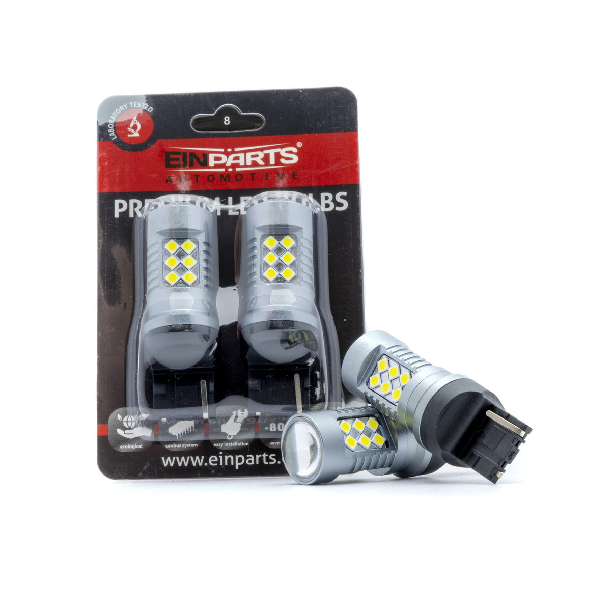 LED-lampa för bil – W21W – W3X16D – 6000K – 24 LED – SMD 3030 – 2-pack