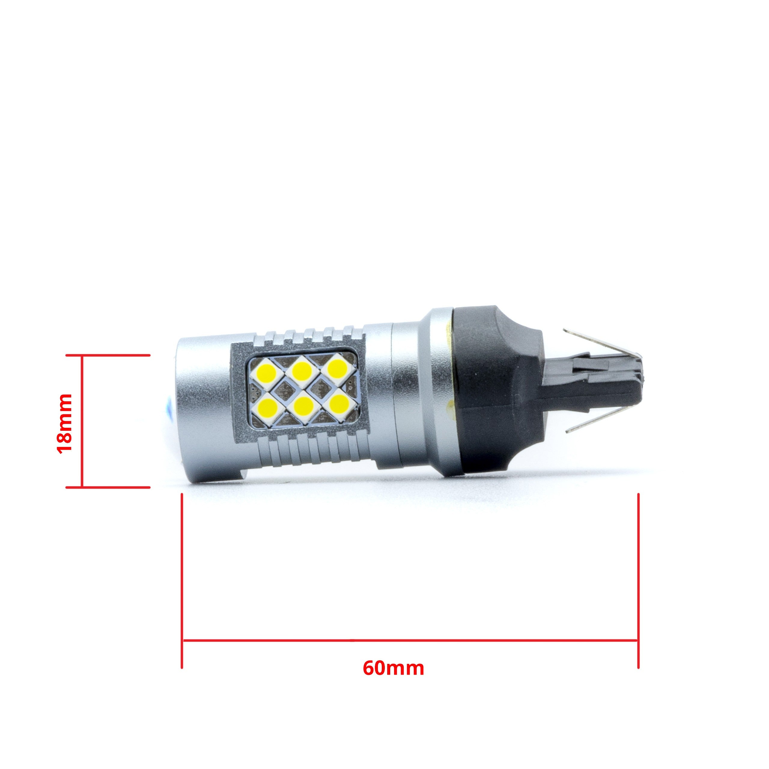 LED-lampa för bil – W21W – W3X16D – 6000K – 24 LED – SMD 3030 – 2-pack