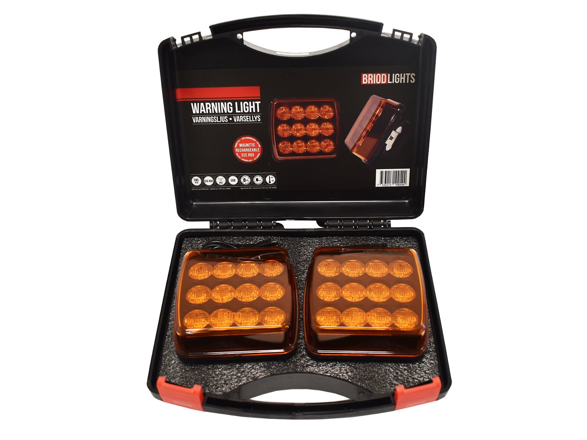 BriodLights 2 st Laddningsbart varningsljus m. magnet – i användning | Briodlights