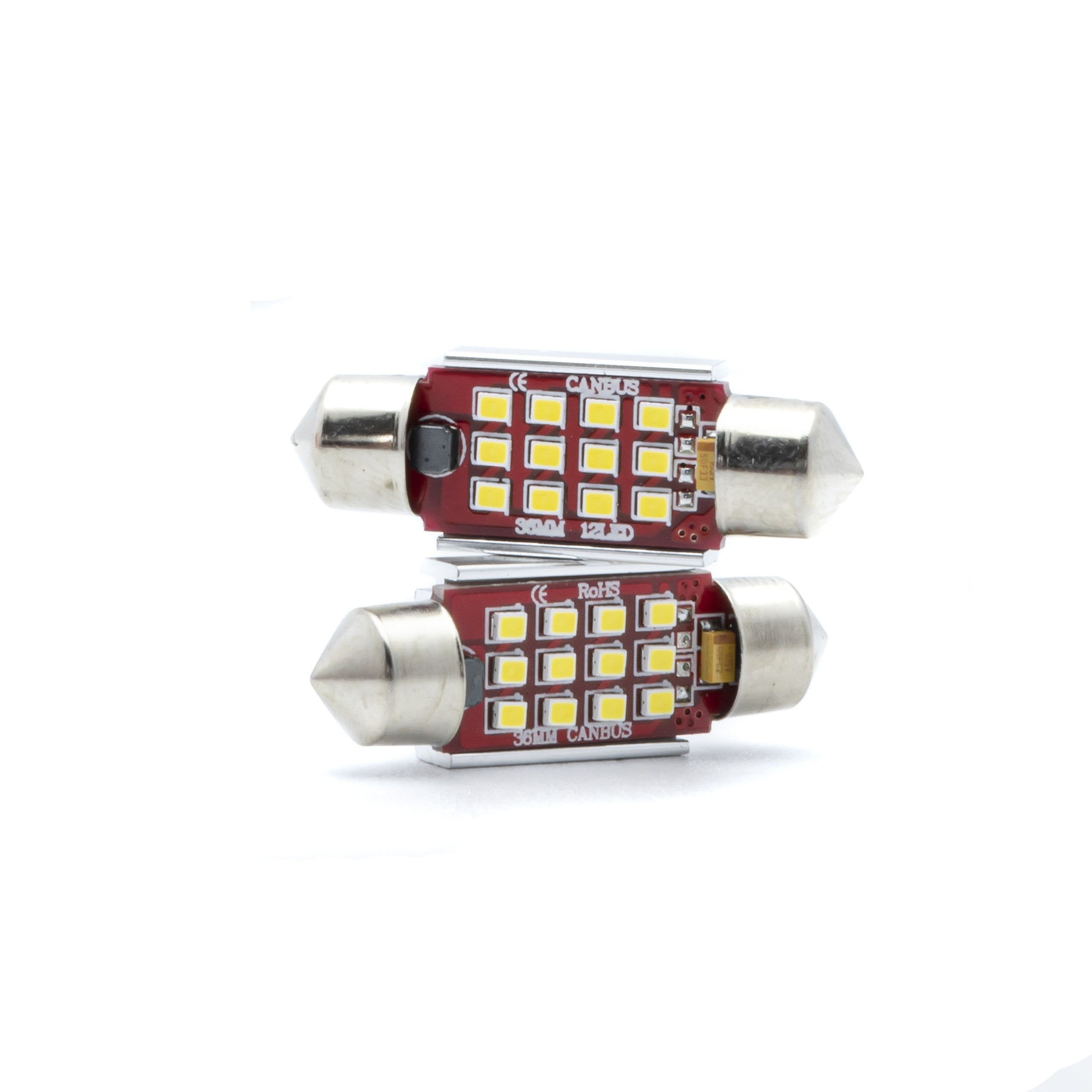 LED-lampa för bil – C5W – SV8.5–8 – 6000K – 12 LED – SMD – 36 mm – 2-pack