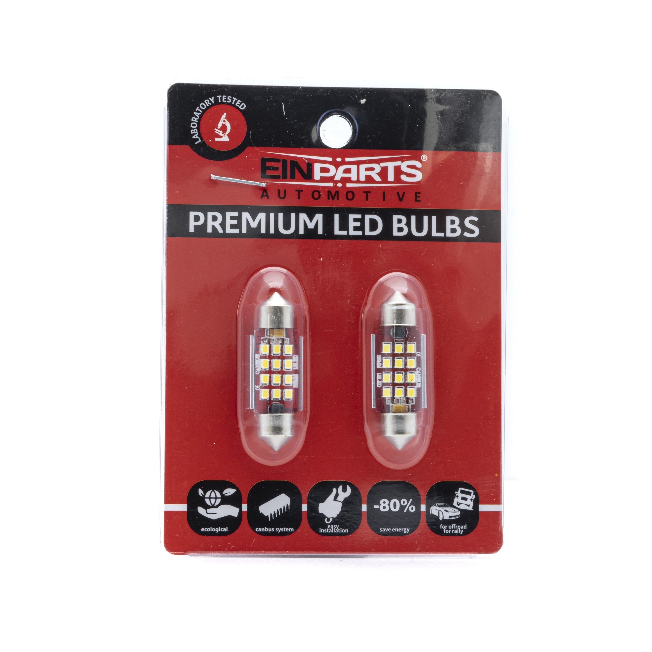 LED-lampa för bil – C5W – SV8.5–8 – 6000K – 12 LED – SMD – 36 mm – 2-pack