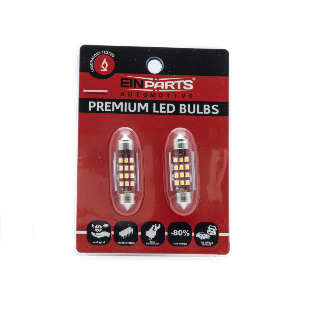 LED-lampa för bil – C5W – SV8.5–8 – 6000K – 12 LED – SMD 2016 – 2-pack