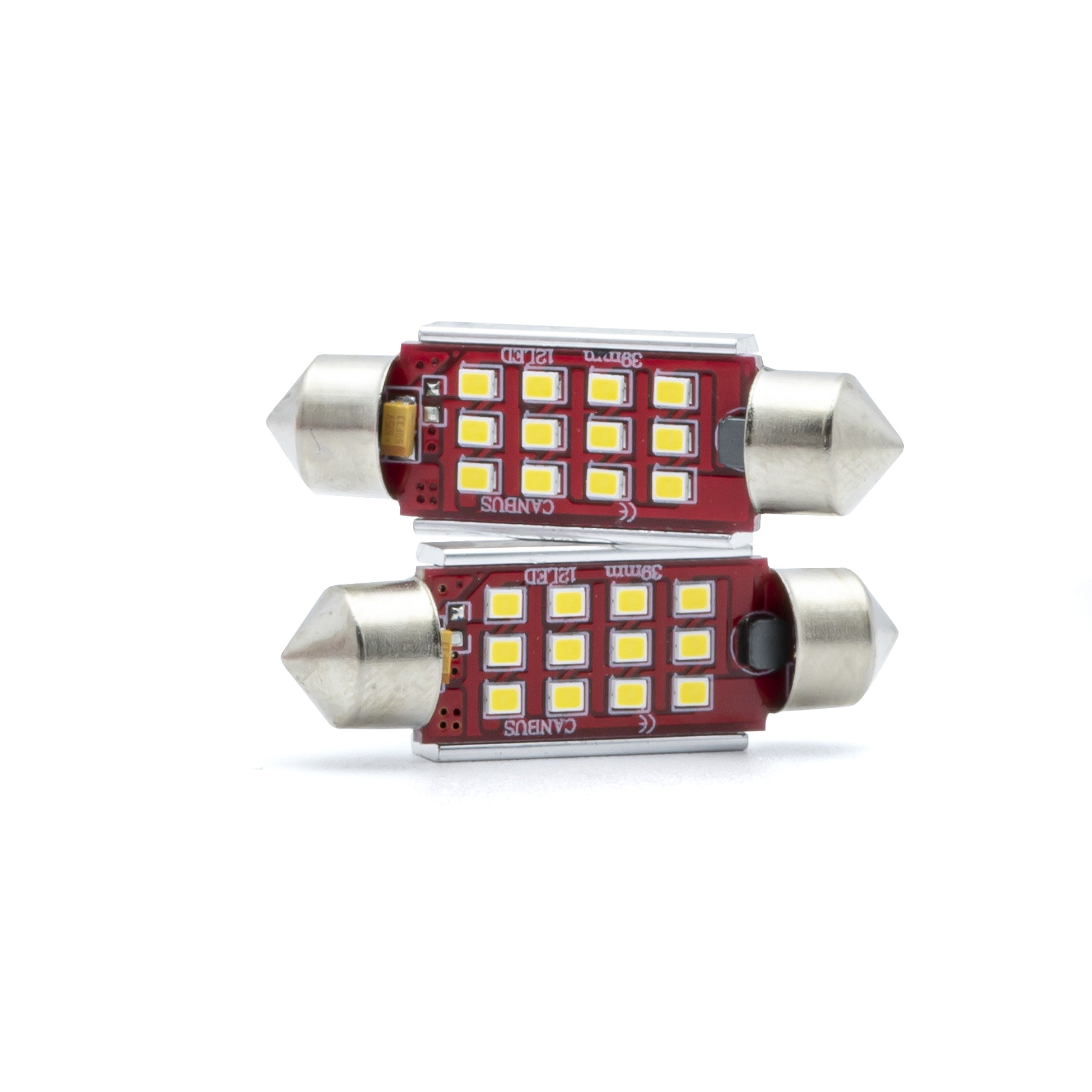 LED-lampa för bil – C5W – SV8.5–8 – 6000K – 12 LED – SMD 2016 – 2-pack