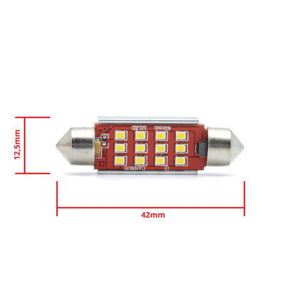 LED-lampa för bil – C5W – SV8.5–8 – 6000K – 12 LED – SMD 2016 – 2-pack