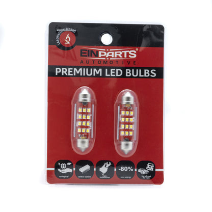 LED-lampa för bil – C5W – SV8.5–8 – 6000K – 12 LED – SMD 2016 – 2-pack