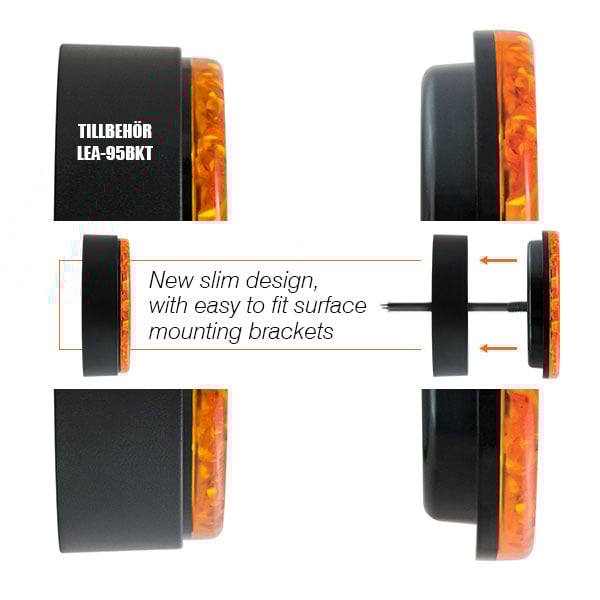 sidovy som visar profil och design av Blinkerslampa 95mm – Orange – LEA