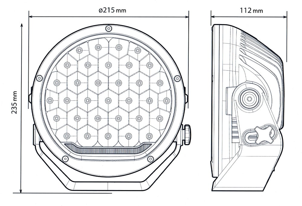 NBB LED – NBB Alpha 225 LED Extraljus – PRO – måttspecifikation | NBB