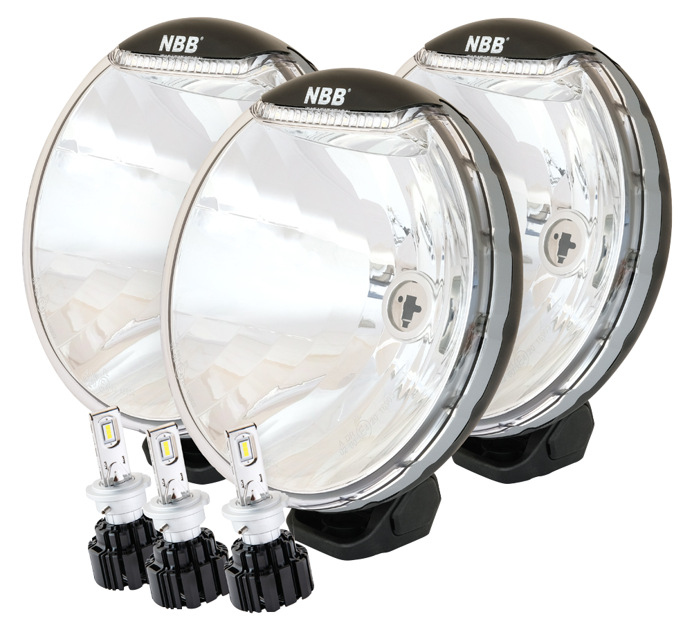 produktbillede forfra viser 3 – PACK Ekstra lys NBB Alpha 225 Premium LED – NBB