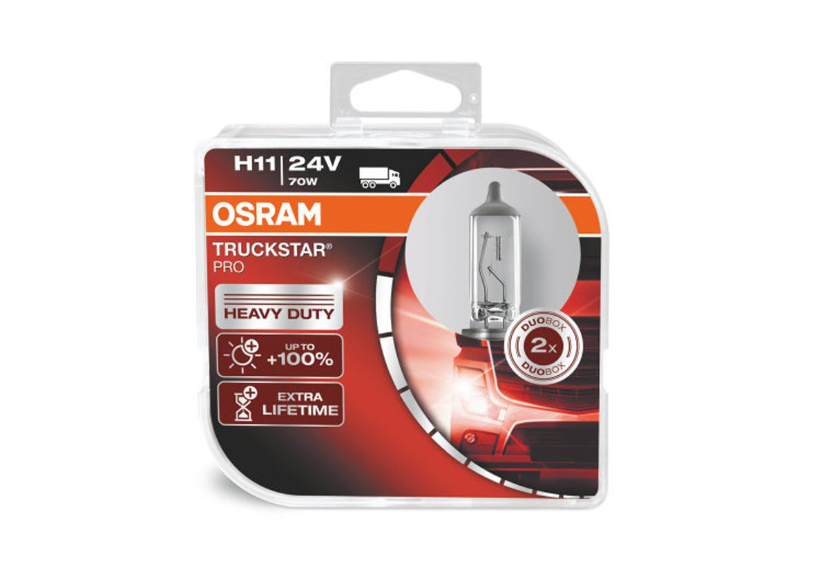 närbild på detaljer och material av 24V OSRAM Halogen Truckstar Pro – H11 – OSRAM