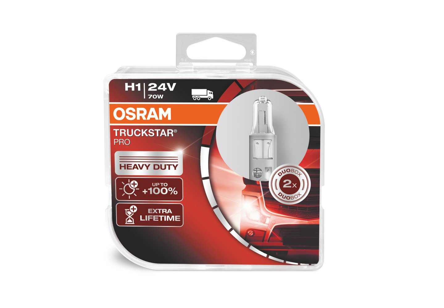 närbild på detaljer och material av 24V OSRAM Halogen Truckstar Pro – H1 – OSRAM