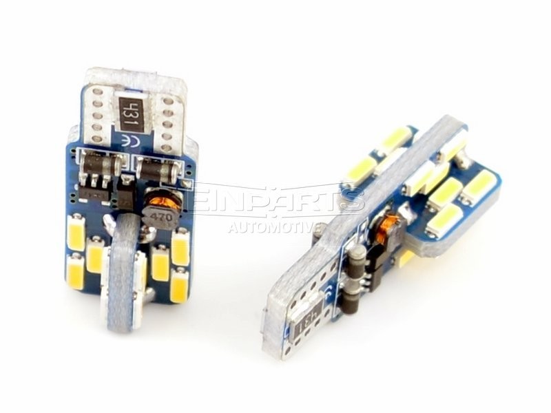 LED-lampa för bil – W5W – W2,1x9,5d – 3000K – 24 LED – SMD 4014 – 2-pack