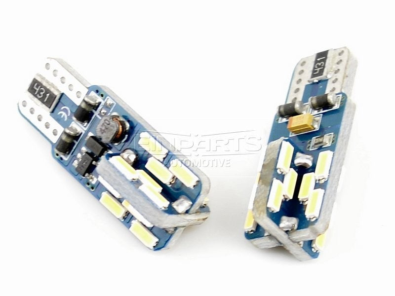LED-lampa för bil – W5W – W2,1x9,5d – 3000K – 24 LED – SMD 4014 – 2-pack