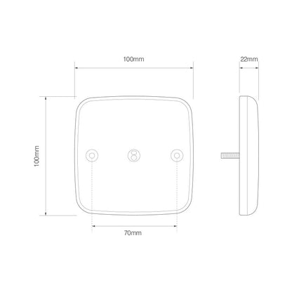 närbild på detaljer och material av Kompakt Kombinationslampa 100x100 – 12V (2 – Pack) – LEA