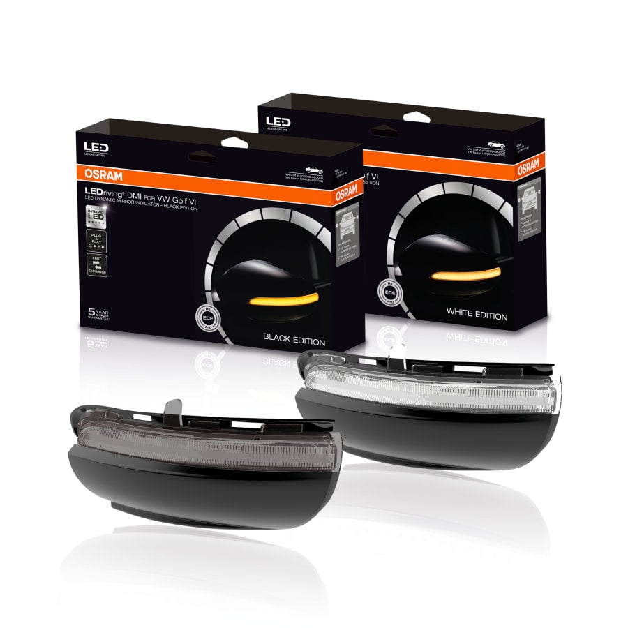 LEDriving Dynamiska spegelblinkers – VW Golf VI – White Edition – närbild detaljer | OSRAM