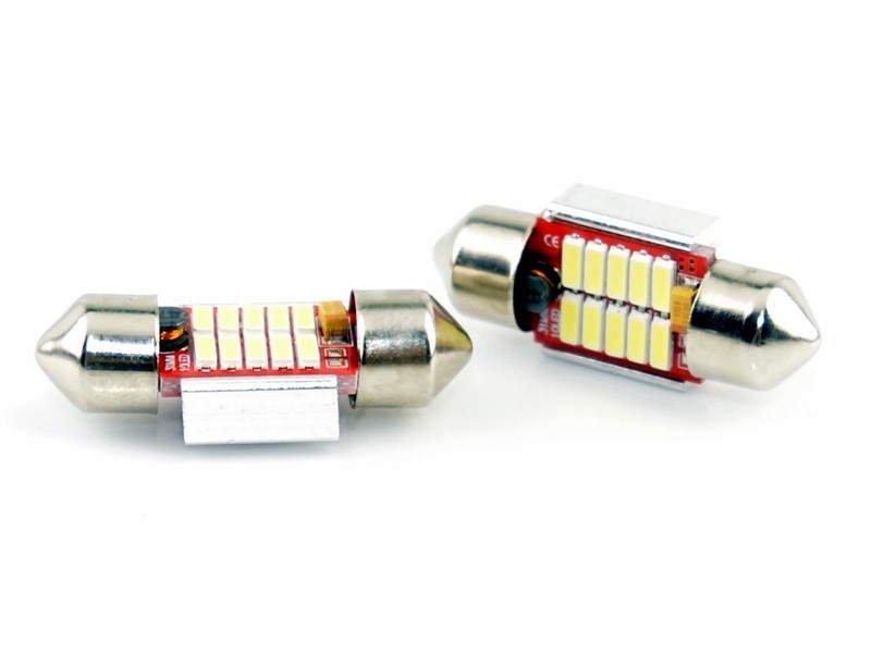 LED-lampa för bil – C5W – SV8.5–8 – 6000K – 10 LED – SMD 4014 – 2-pack