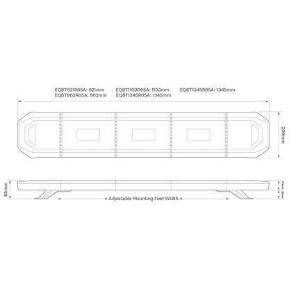 Blixtljusramp EQBT862R65A – produktvy från sidan | Carlevel