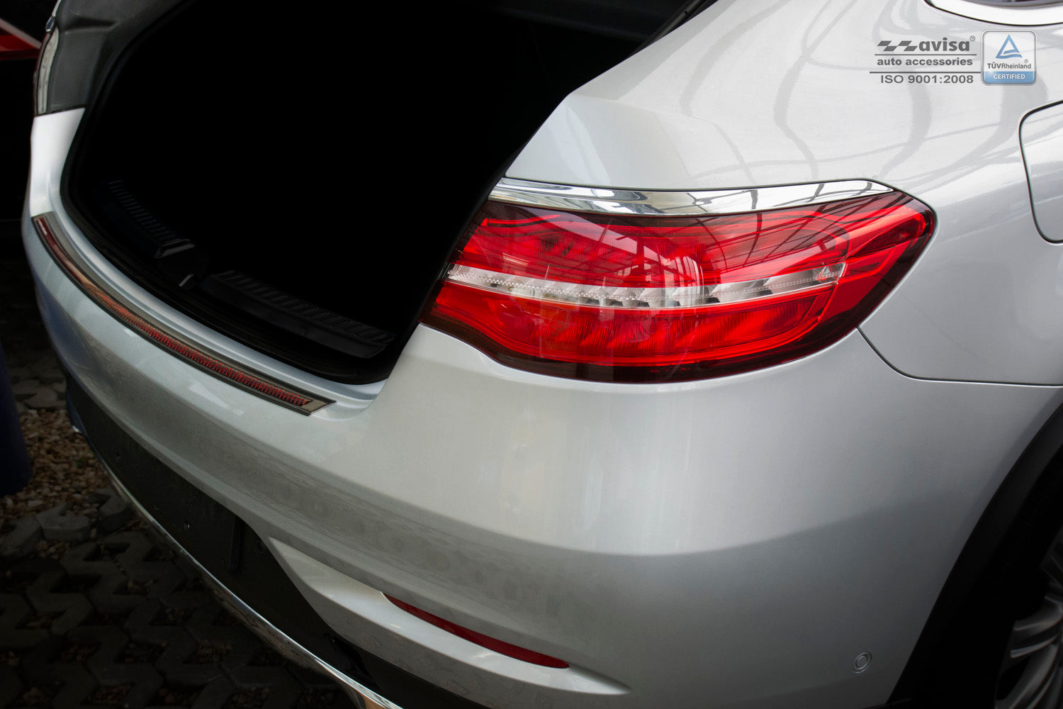 Lastskydd Mercedes Gle Coupe C292 2015–2019 – Svart steel, Röd&Svart Kolfiber – detaljbild 2