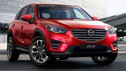 Lastskydd Mazda CX-5 I 2012–2014, facelift 2014–2017 – miror steel, Röd&Svart Kolfiber – detaljbild 3