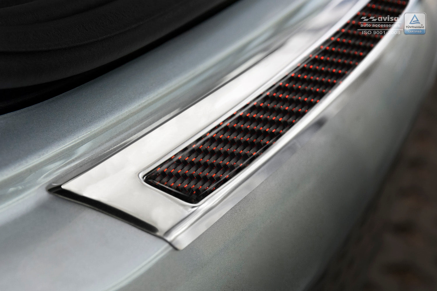 Lastskydd Mercedes Gle Coupe C292 2015–2019 – Spegelblank steel, Röd&Svart Kolfiber