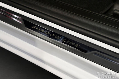 Alimnium universella tröskelskydd embossed inscription "SHADOW LINE" tröskelskydd 4 x 54 cm (2delar) – Svart / Spegelblank svart – detaljbild 2