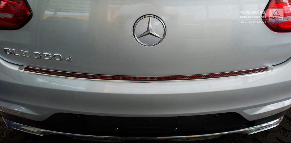 Lastskydd Mercedes Gle Coupe C292 2015–2019 – Spegelblank steel, Röd&Svart Kolfiber – detaljbild 3