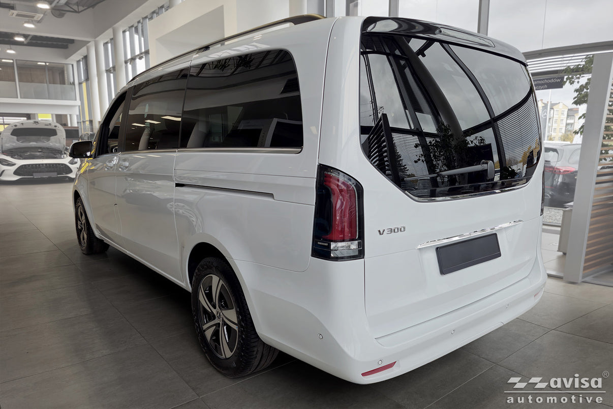 Bakluckelist Mercedes V Class W447/ Vito III/ Marco Polo 2014–2019, facelift 2019–2024, facelift 2024+ – Spegelpolerat silver – detaljbild 2