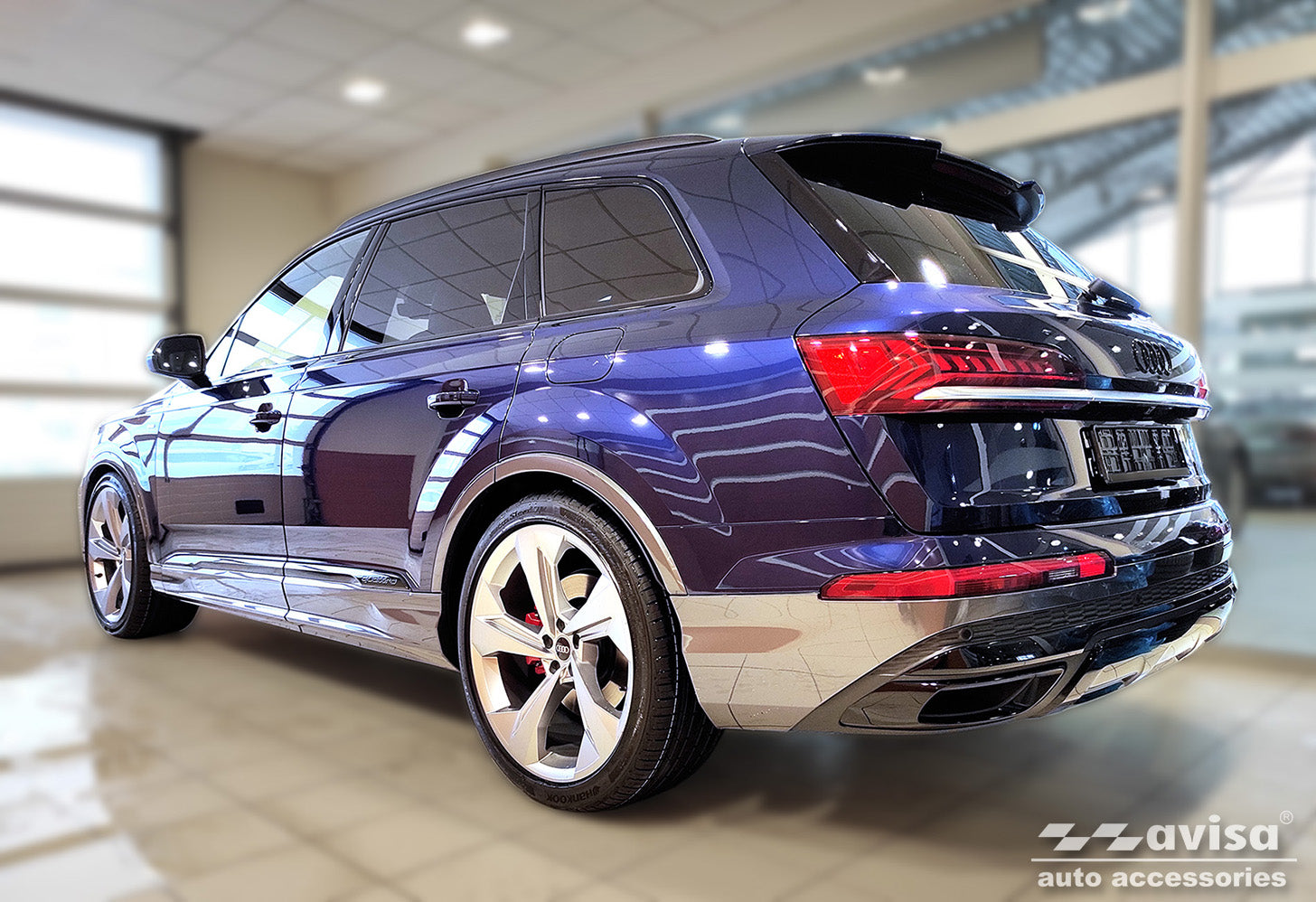 Lastskydd Audi Q7 II/ S-line 2015–2019, facelift 2019–2024 facelift 2024+ – Svart – detaljbild 2