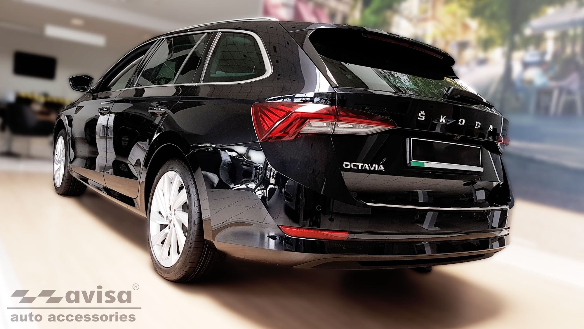 Tröskelskydd Lines Skoda Octavia IV liftback/ Kombi 2019–2024 facelift 2024+ – Silver satin – detaljbild 3