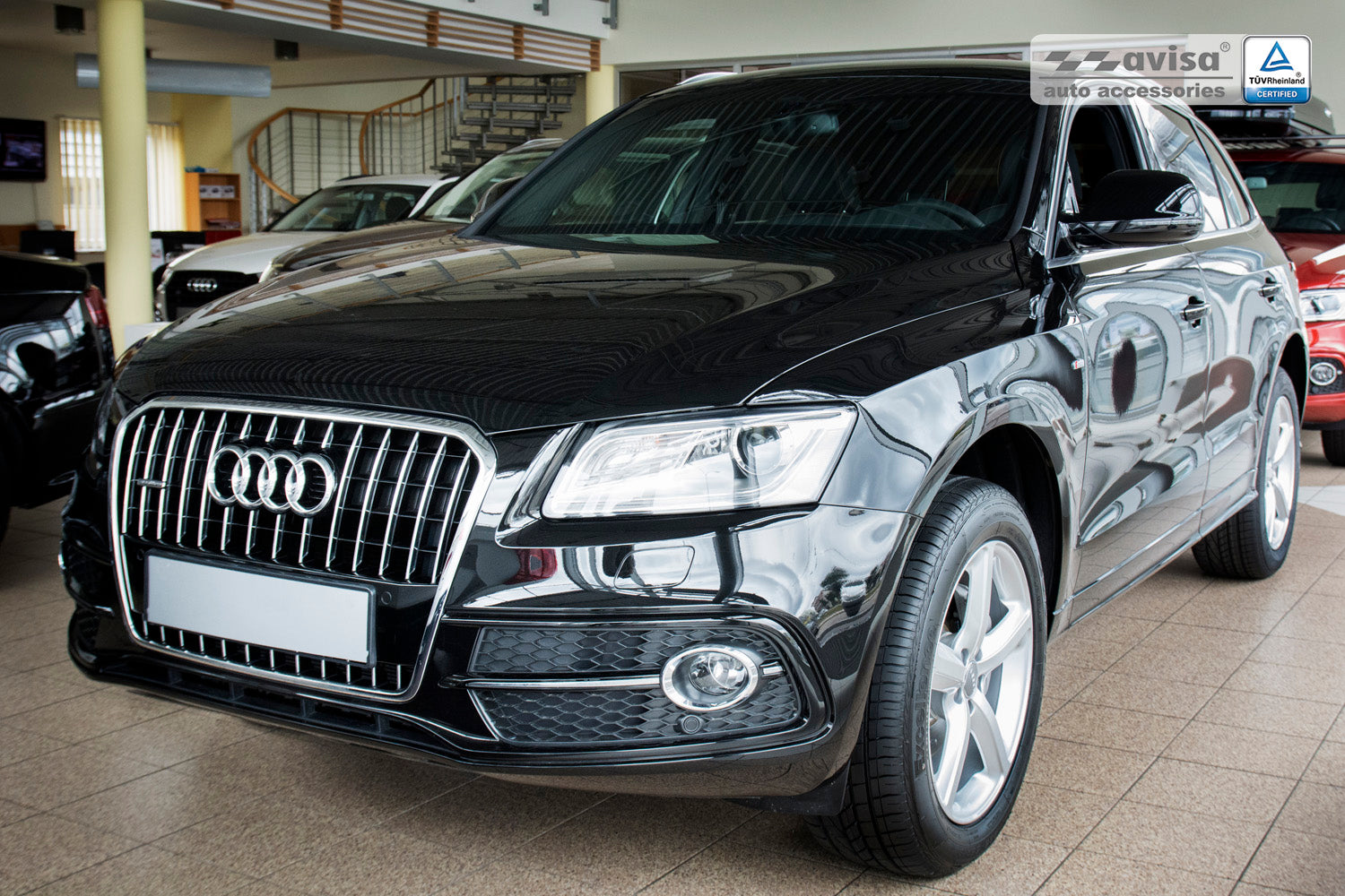 Lastskydd Audi Q5 2008–2012, facelift 2012–2016 / Audi SQ5 2013+ – Spegelpolerat silver – detaljbild 2