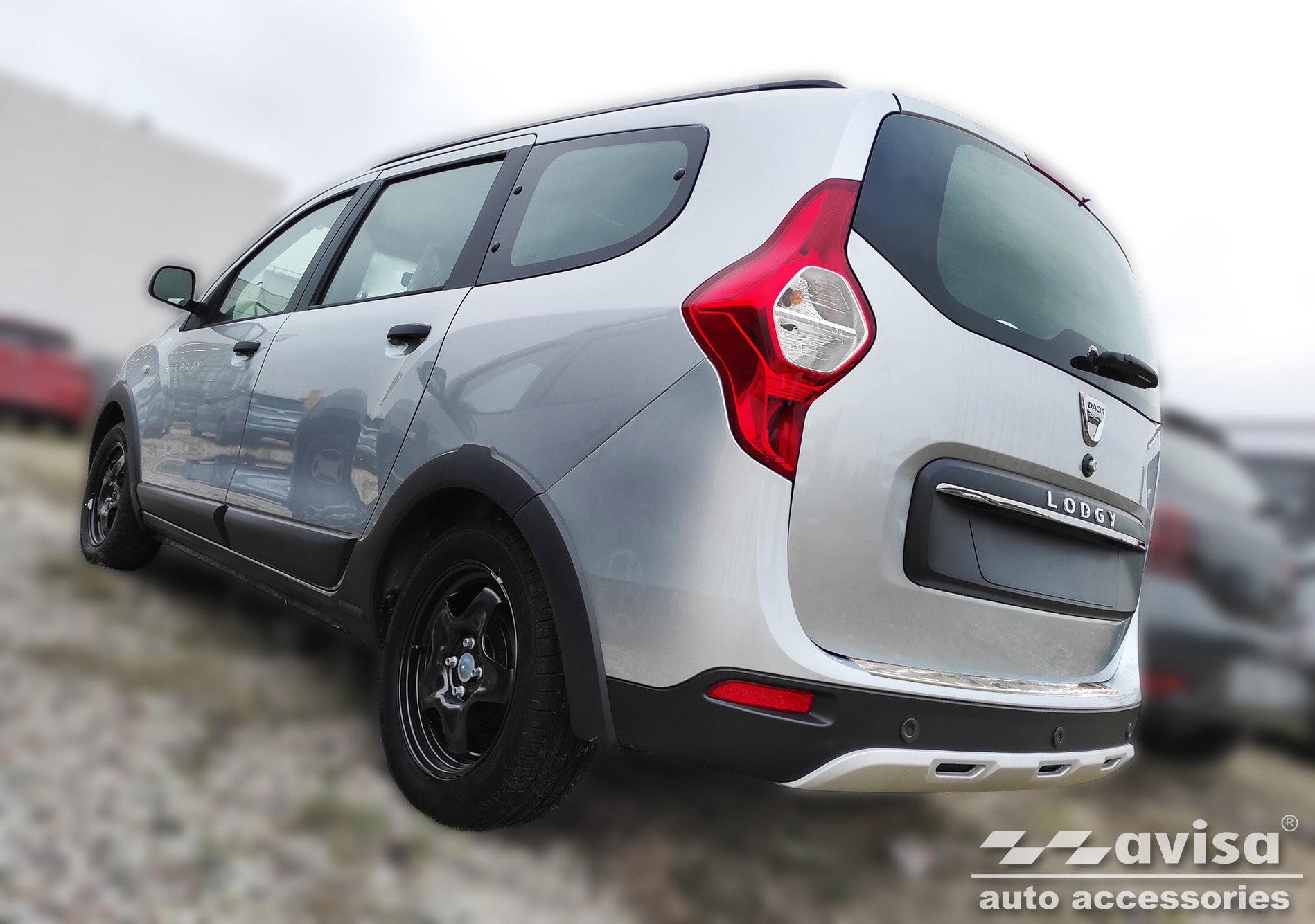Lastskydd Dacia Lodgy 2012–2017, facelift 2017+ – Silver satin – detaljbild 2