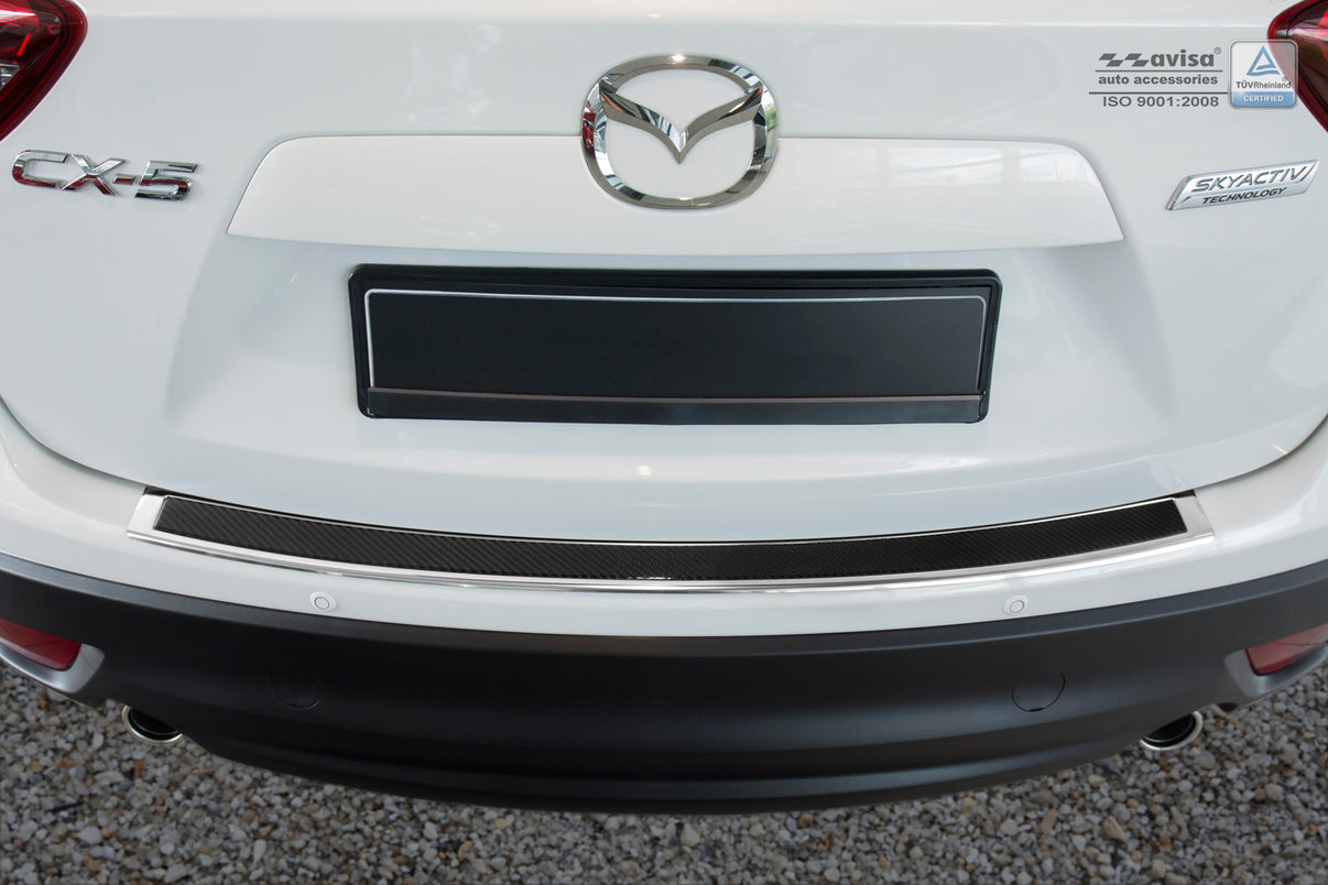 Lastskydd Mazda CX-5 I 2012–2014, facelift 2014–2017 – Spegelblank steel,Svart Kolfiber – detaljbild 2