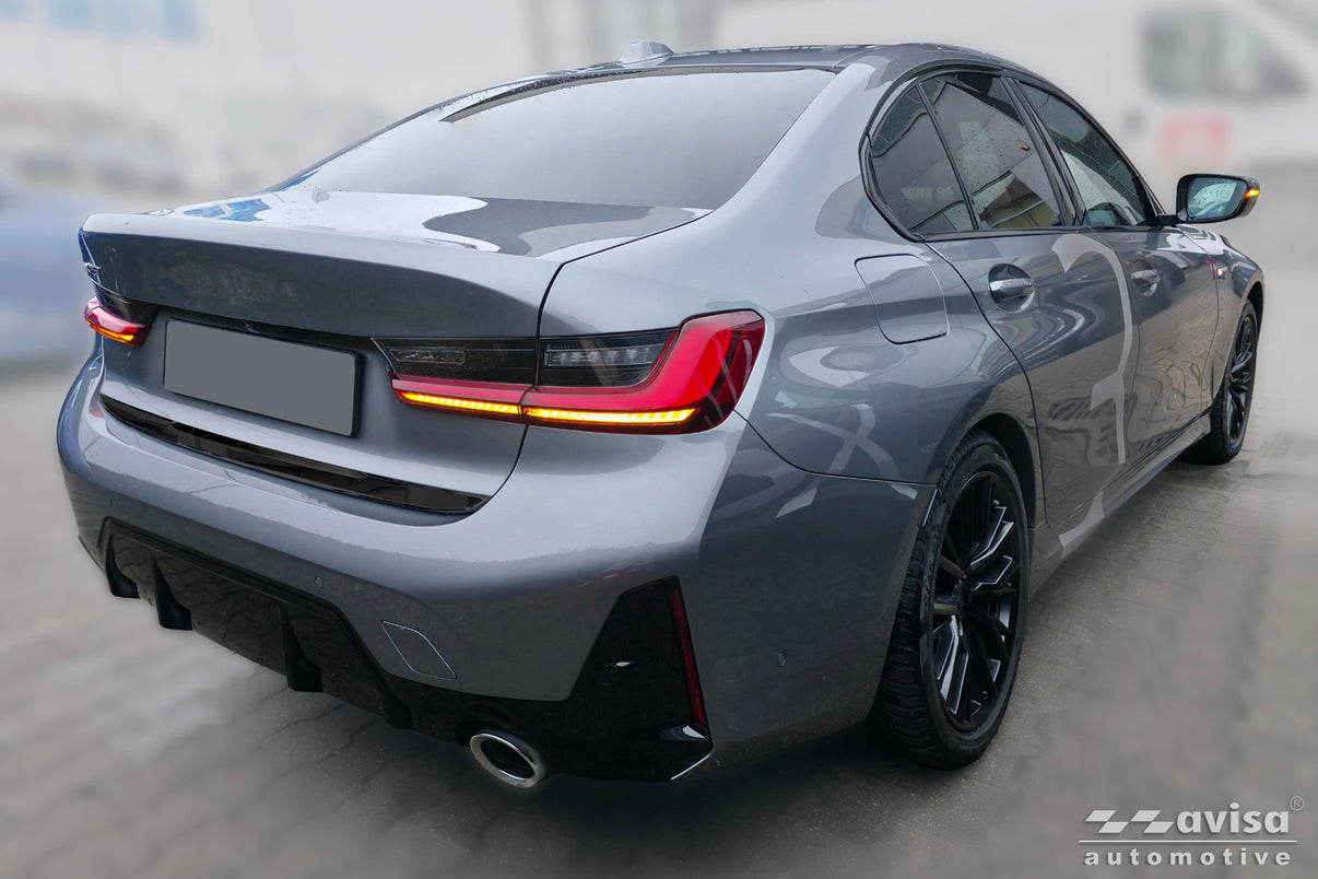 Bakluckelist BMW 3 (Sedan) G20 M-paket 2018–2022 facelift 2022–2024 facelift 2024+/ Seria 3 (Sedan) G80 M Competition… – Spegelblank svart – detaljbild 2