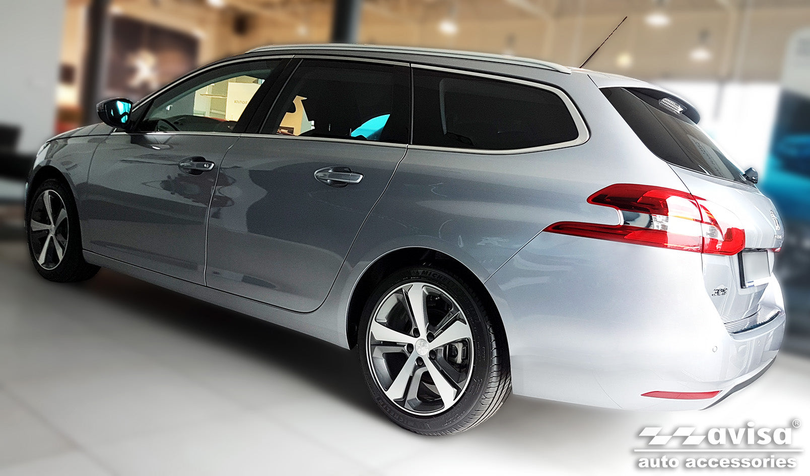Lastskydd Peugeot 308 II SW Kombi 2013–2017, facelift 2017–2021 – Silver satin – detaljbild 2