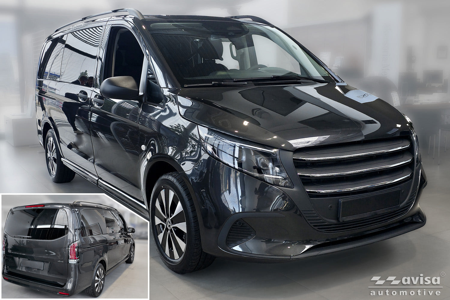 Mugghållarlist Mercedes Vito Tourer W447 facelift 2024+ – Matt silver – detaljbild 3