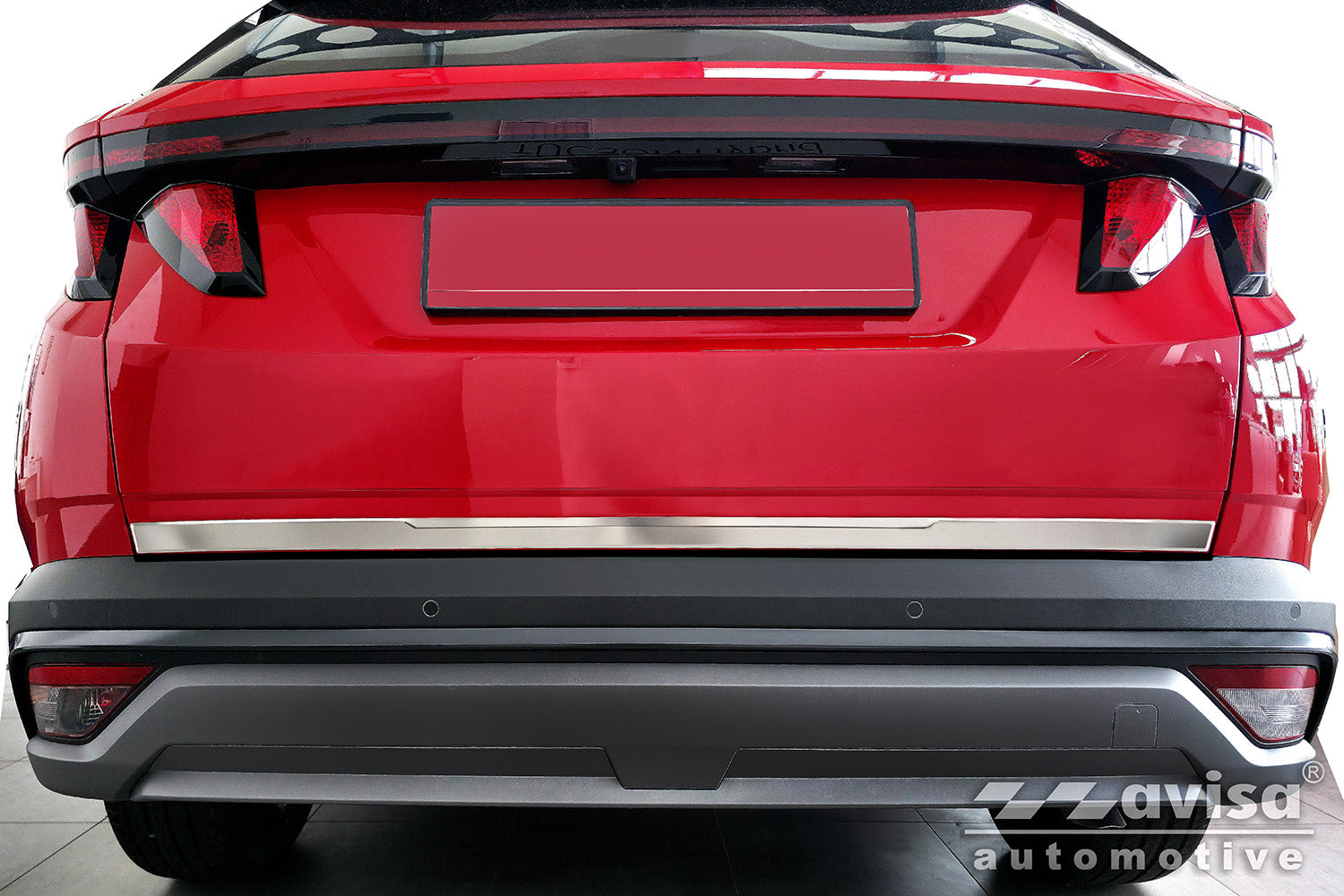 Bakluckelist Ford Tucson IV 2020–2024, facelift 2024+ >/ Hyundai Tucson IV N-Line 2020–2024, facelift 2024+ > – Silver satin – detaljbild 3