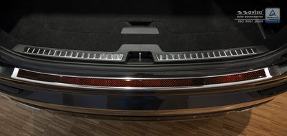 Lastskydd Volvo XC90 II 2015–2019 facelift 2019–2024 facelift 2024+ – Spegelblank steel, Röd&Svart Kolfiber – detaljbild 3
