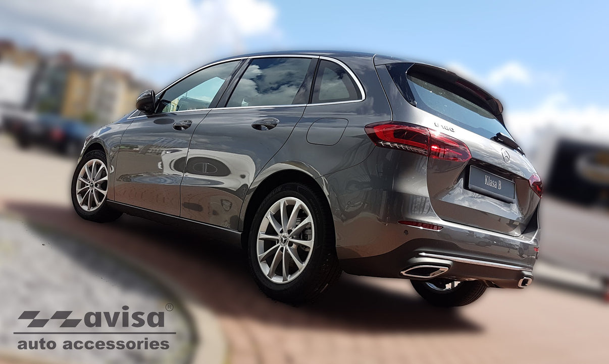 Tröskelskydd Mercedes B Class III W247 2018+/ AMG 2018+ / Mercedes B Class 250 e Plug-in Hybrid 2021+ – Spegelpolerat silver – detaljbild 2