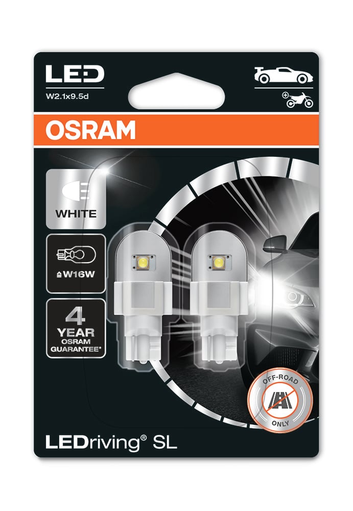 LEDriving LEDlampa SL W16W – T15 – Vit – produktbild framifrån | OSRAM