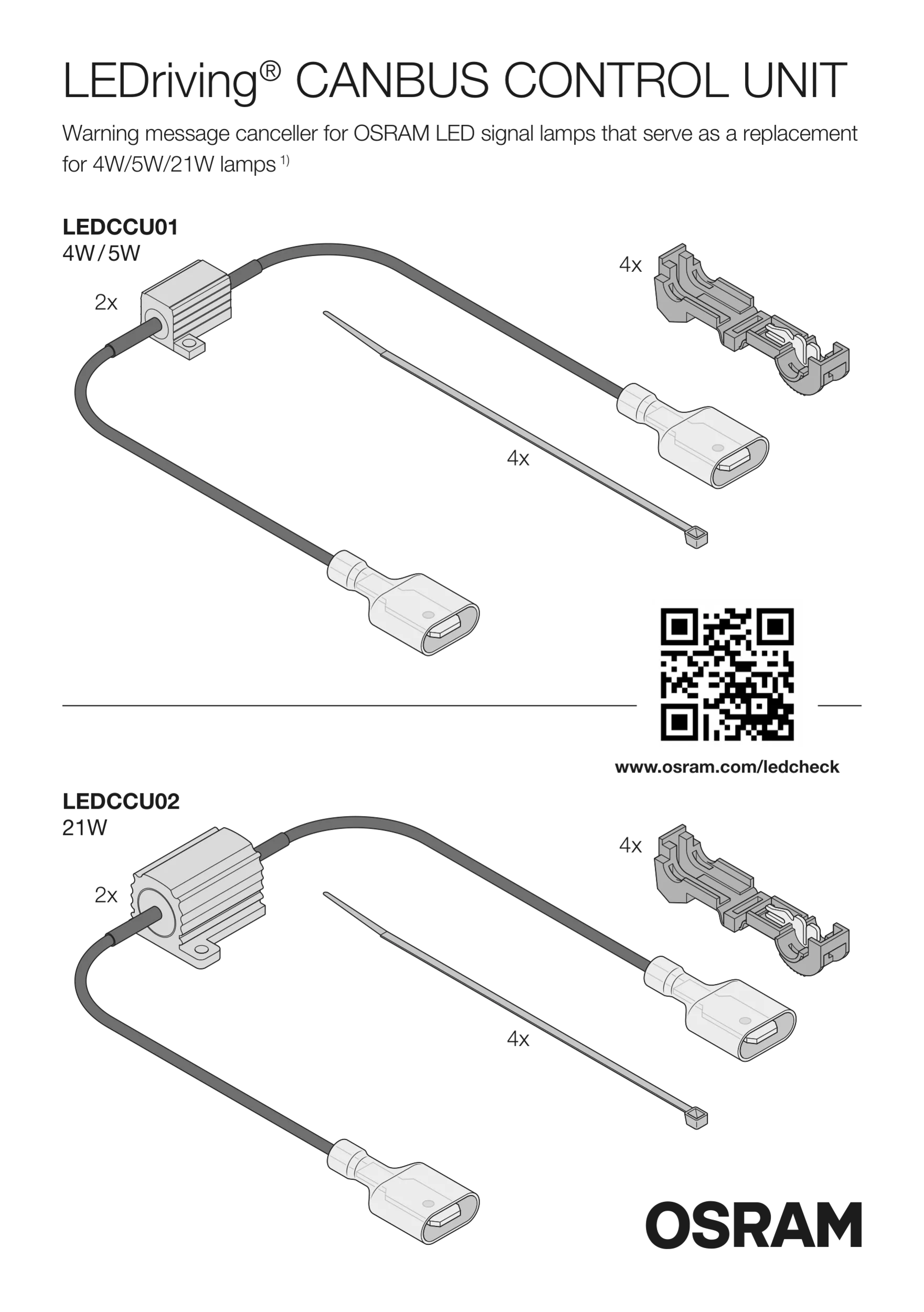 LEDriving LEDriving Street Legal CANBUS CONTROL UNIT 5W (2 – pack) – måttspecifikation | OSRAM