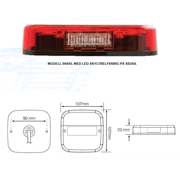 närbild på detaljer och material av Bakljus 99ARLL2, med skyltljus – 2 – pack – LEA
