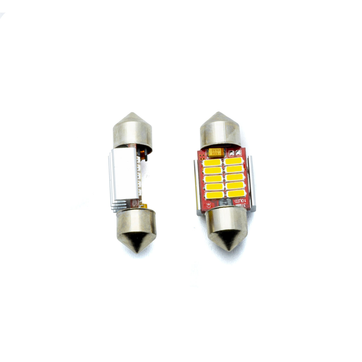 LED-lampa för bil – C5W – SV8.5–8 – 5000K – 12 LED – SMD 4014 – 31 mm – 2-pack